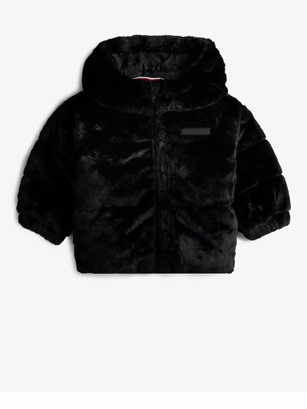 Tommy Hilfiger Baby Hooded Faux Fur New York Black Coat Size 18 months